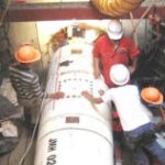 Pemasangan mesin jacking pipa