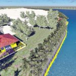 Pembangunan infrastruktur penghalang gelombang pantai